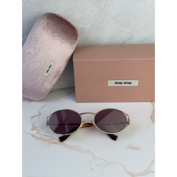 NEW Miu Miu MU52YS Violet Purple Gold Metal Sunglasses main image 5